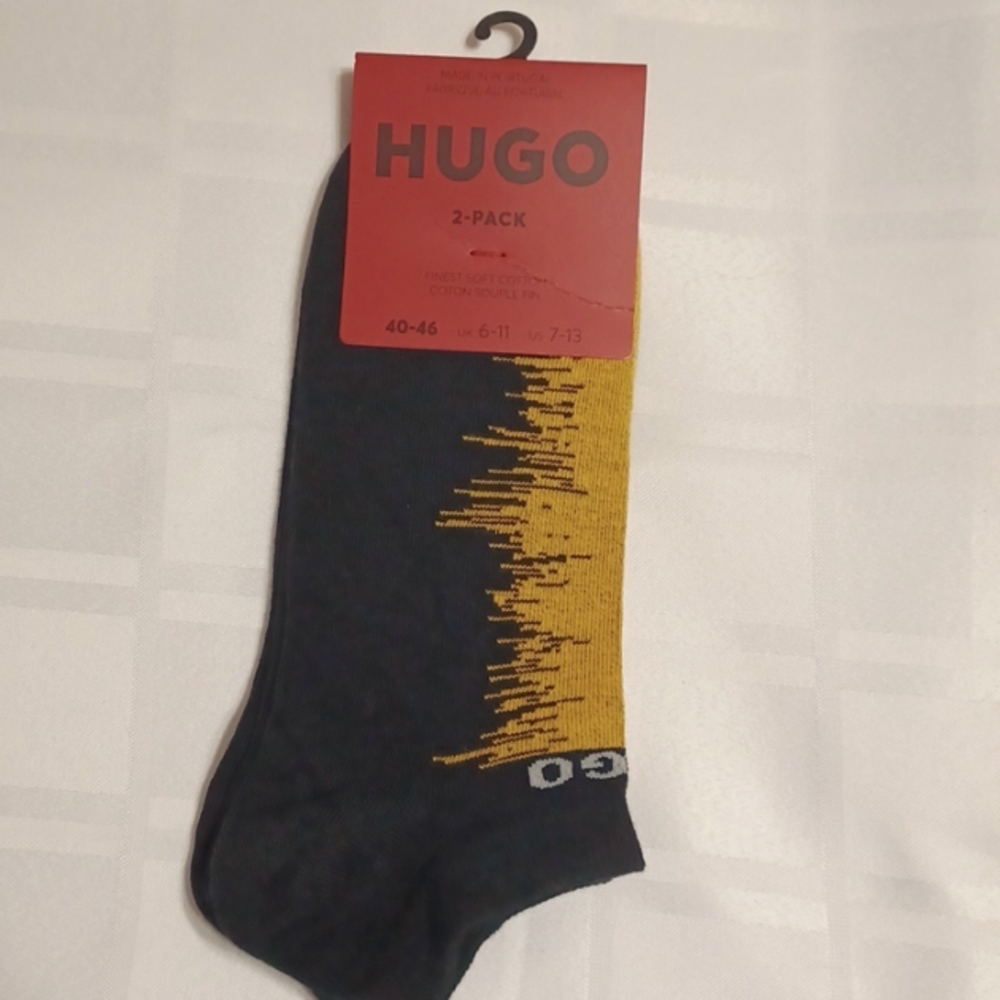 HUGO BOSS Low Cut Logo Ankle Socks Black & Gold 2 Pack